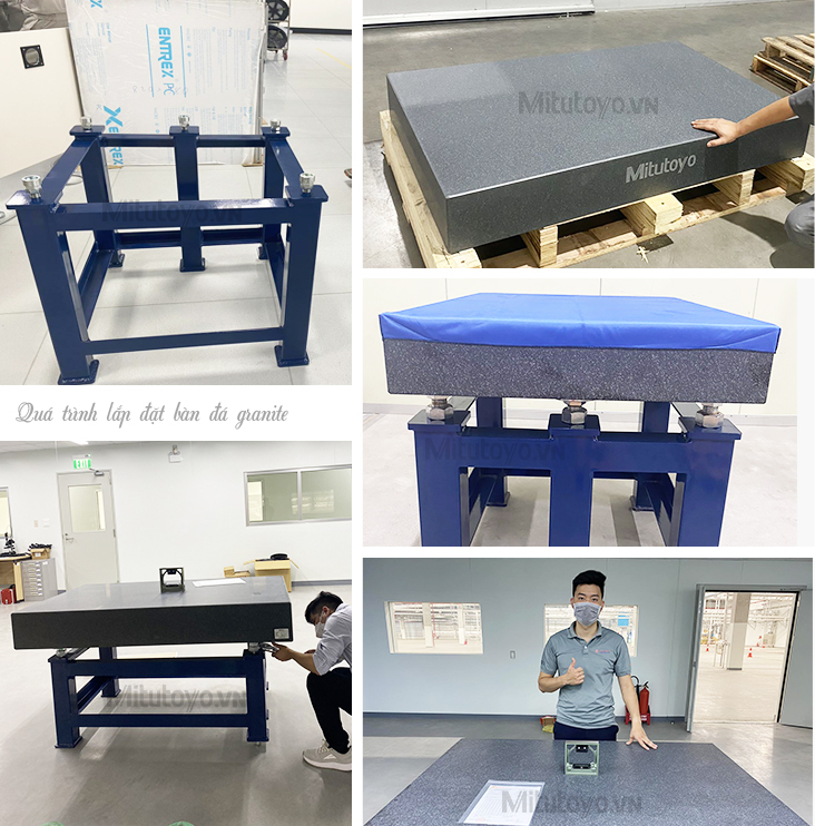 Kỹ sư Mitutoyo.VN lắp đặt bàn đá granite cho khách hàng